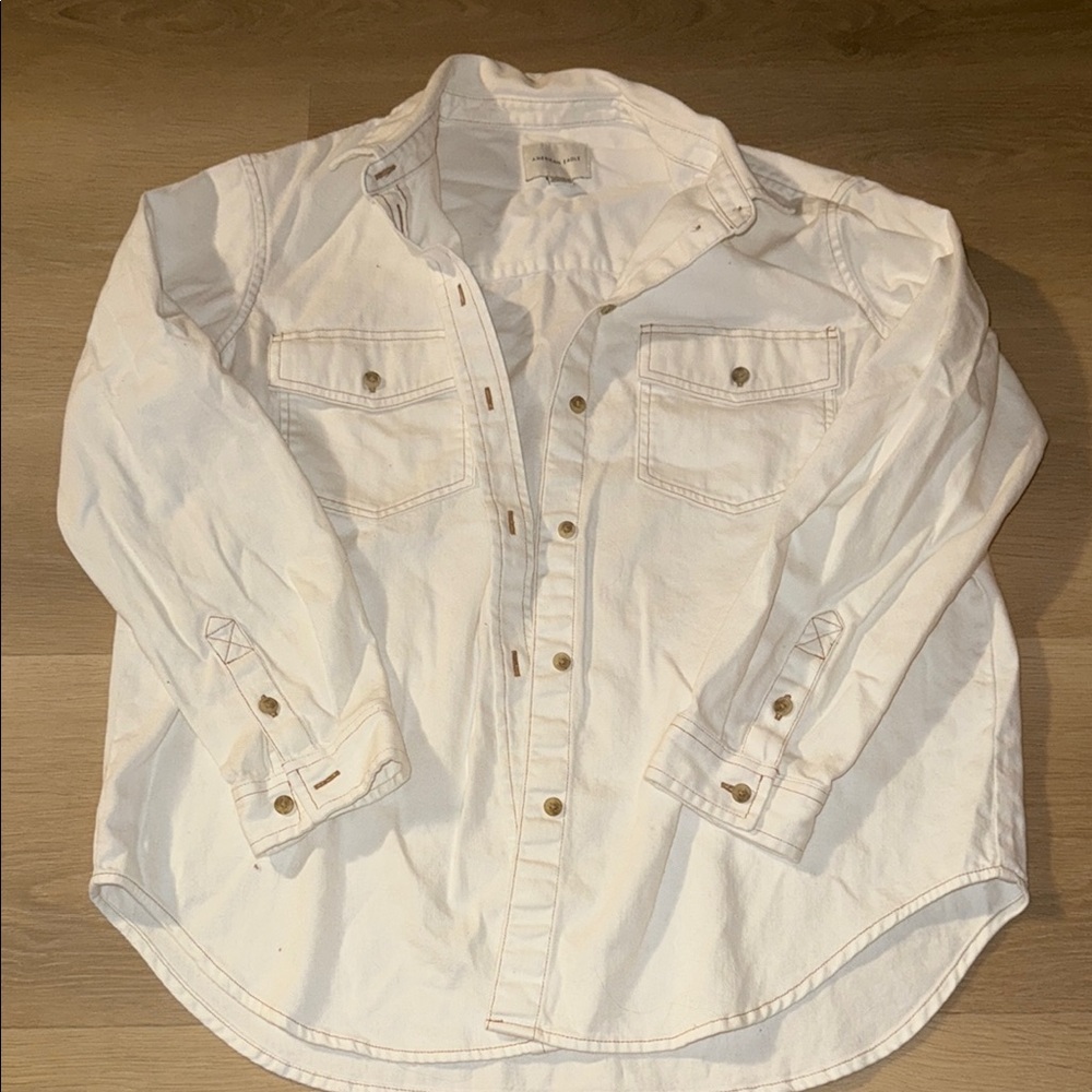 American Eagle Oversized White Button-Up Shirt - image 1
